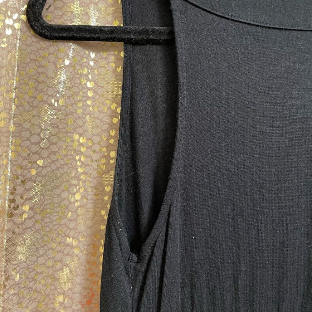 Olive & Oak Black Rayon Tie Waist Sleeveless Casual Dress, Large - Picture 3 of 7